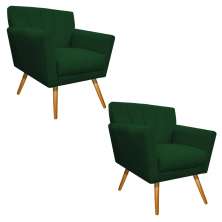 kit 02 Poltronas Laura Palito Mel Suede Verde - Amarena Móveis