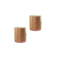 Kit 2 Banco Puff Redondo Decorativo Viena Amarula - Adz