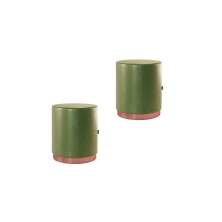 Kit 2 Banco Puff Redondo Decorativo Viena Verde - Adz