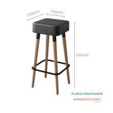 Kit 2 Banquetas Altas Estofadas Manila 70cm Preto - Adz