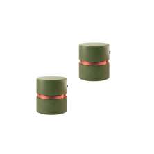 Kit 2 Puff Estofado Decorativo Redondo Miami Verde - Adz