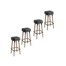 Kit 4 Banquetas Altas Estofadas Manila 70cm Preto - Adz