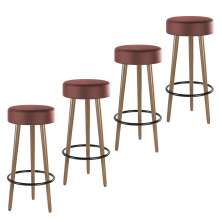Kit 4 Banquetas Altas Estofadas Roma 70cm Telha - Adz