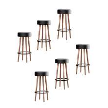 Kit 6 Banquetas Altas Estofadas Atenas 70cm Preto - Adz