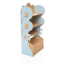 Estante Livreiro Infantil de Encaixe com Organizador de Brinquedos Natureza Azul