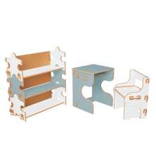 Mesa e Cadeira Infantil de Encaixe Quebra-cabeça Azul