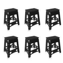 Conjunto com 6 Bancos Plásticos Hool Dobráveis Preto