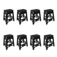 Conjunto com 8 Bancos Plásticos Hool Dobráveis Preto