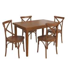 Conjunto Sala de Jantar e Cozinha Com 4 Cadeiras X Madeira Maciça Amêndoa