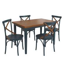 Conjunto Sala de Jantar e Cozinha Com 4 Cadeiras X Madeira Maciça Azul Petróleo
