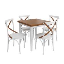 Conjunto Sala de Jantar e Cozinha Com 4 Cadeiras X Madeira Maciça Branco