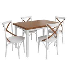Conjunto Sala de Jantar e Cozinha Com 4 Cadeiras X Madeira Maciça Branco
