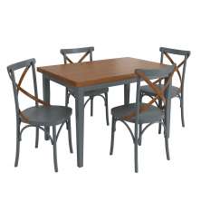 Conjunto Sala de Jantar e Cozinha Com 4 Cadeiras X Madeira Maciça Cinza