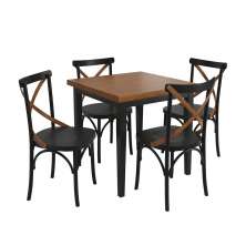 Conjunto Sala de Jantar e Cozinha Com 4 Cadeiras X Madeira Maciça Preto