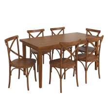 Conjunto Sala de Jantar e Cozinha Com 6 Cadeiras X Madeira Maciça Amêndoa