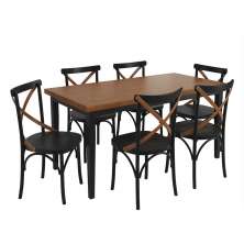 Conjunto Sala de Jantar e Cozinha Com 6 Cadeiras X Madeira Maciça Preto