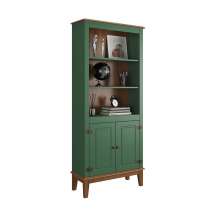 Estante de Madeira Maciça 2 Portas Verde - Fundo Amêndoa