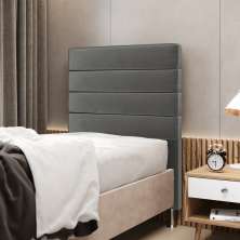 Cabeceira Atlas 90 para Cama de Solteiro N-023 Veludo Cinza Claro Aradecor