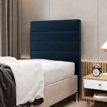 Cabeceira Atlas 90 para Cama de Solteiro N-025 Veludo Azul Marinho Aradecor