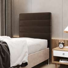 Cabeceira Atlas 90 para Cama de Solteiro N-027 Veludo Marrom Chocolate Aradecor