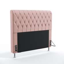 Cabeceira Bellatrix 140 Decorativa de Cama Casal N-031 Veludo Rosê Claro Aradecor