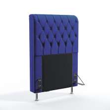 Cabeceira Bellatrix 90 Decorativa de Cama Solteiro A-019 Couro Artificial Azul Aradecor