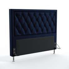Cabeceira Centaurus 140 Decorativa de Cama Casal N-025 Veludo Azul Marinho Aradecor