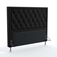 Cabeceira Centaurus 160 Para Cama Queen Couro Artificial Preto Aradecor