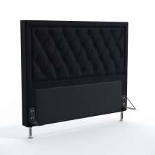 Cabeceira Centaurus 195 Decorativa de Cama King N-024 Veludo Preto Aradecor