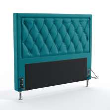 Cabeceira Centaurus 195 Para Cama King Suede Azul Turquesa Aradecor