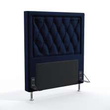Cabeceira Centaurus 90 Decorativa de Cama Solteiro N-025 Veludo Azul Marinho Aradecor