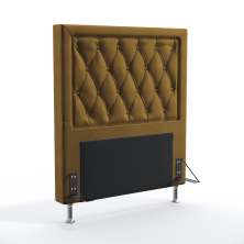Cabeceira Centaurus 90 Decorativa de Cama Solteiro N-028 Veludo Marrom Claro Aradecor