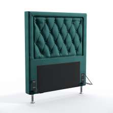 Cabeceira Centaurus 90 Decorativa de Cama Solteiro N-032 Veludo Verde Petróleo Aradecor