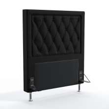 Cabeceira Centaurus 90 Para Cama De Solteiro Couro Artificial Preto Aradecor
