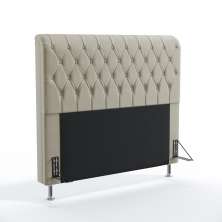 Cabeceira Estofada Bellatrix 160 Para Cama Queen Couro Artificial Bege Aradecor