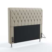 Cabeceira Estofada Bellatrix 195 Para Cama King Couro Artificial Bege Aradecor