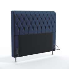 Cabeceira Estofada Decorativa Para Cama Box Bellatrix 140 Para Cama de Casal Suede Azul Marinho Aradecor