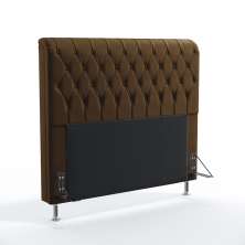 Cabeceira Estofada Decorativa Para Cama Box Bellatrix 140 Para Cama de Casal Suede Marrom Aradecor