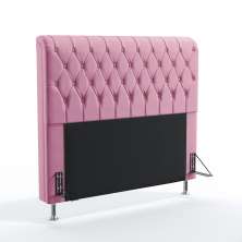 Cabeceira Estofada Decorativa Para Cama Box Bellatrix 140 Para Cama de Casal Suede Rosê Aradecor