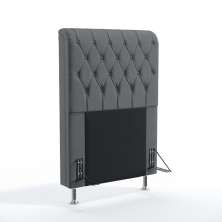 Cabeceira Estofada Decorativa Para Cama Box Bellatrix 90 Para Cama de Solteiro Suede Cinza Aradecor