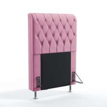 Cabeceira Estofada Decorativa Para Cama Box Bellatrix 90 Para Cama de Solteiro Suede Rosê Aradecor