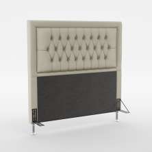 Cabeceira Estofada Pegasus 195 Para Cama King Couro Artificial Bege Aradecor