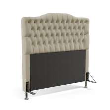 Cabeceira Estofada Pollux 195 Para Cama King Couro Artificial Bege Aradecor