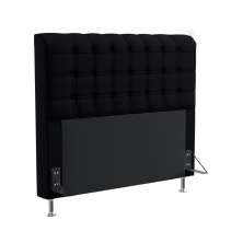 Cabeceira Rana 140 Decorativa de Cama Casal N-024 Veludo Preto Aradecor