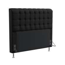 Cabeceira Rana 195 Para Cama King Couro Artificial Preto Aradecor