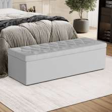 Calçadeira Sagitarius 140 Para Cama De Casal Couro Artificial Branco Aradecor