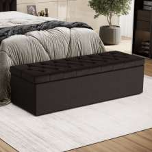 Calçadeira Sagitarius 140 Para Cama De Casal Couro Artificial Marrom Aradecor