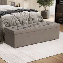 Calçadeira Sagitarius 140 Para Cama De Casal Sued Capuccino Aradecor
