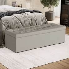 Calçadeira Sagitarius 140 Para Cama de Casal Courino Bege Aradecor