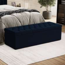 Calçadeira Sagitarius 140 Para Cama de Casal Sued Azul Marinho Aradecor